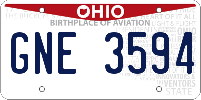 OH license plate GNE3594