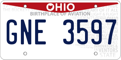 OH license plate GNE3597