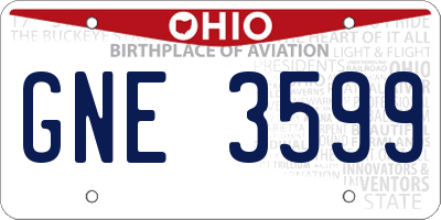 OH license plate GNE3599