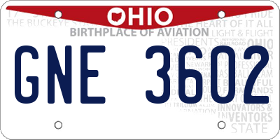 OH license plate GNE3602