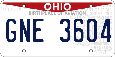 OH license plate GNE3604