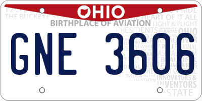 OH license plate GNE3606