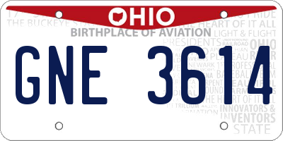OH license plate GNE3614