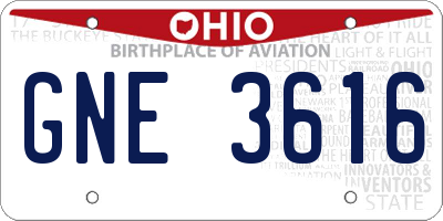 OH license plate GNE3616