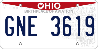 OH license plate GNE3619