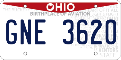OH license plate GNE3620