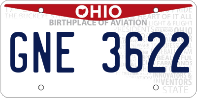OH license plate GNE3622