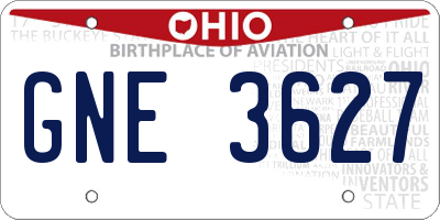 OH license plate GNE3627
