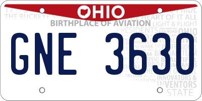 OH license plate GNE3630