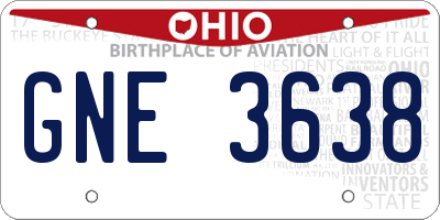 OH license plate GNE3638