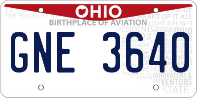 OH license plate GNE3640