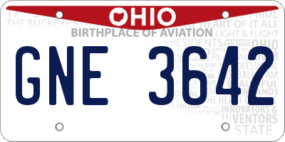 OH license plate GNE3642
