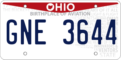 OH license plate GNE3644