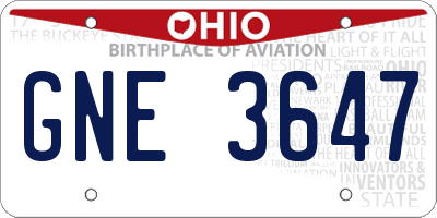 OH license plate GNE3647