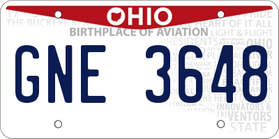 OH license plate GNE3648