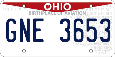 OH license plate GNE3653