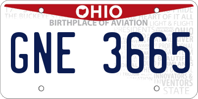 OH license plate GNE3665