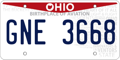 OH license plate GNE3668