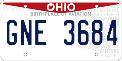 OH license plate GNE3684