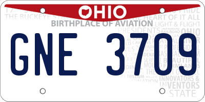 OH license plate GNE3709