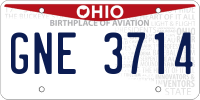 OH license plate GNE3714