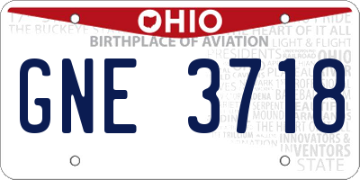 OH license plate GNE3718
