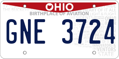 OH license plate GNE3724