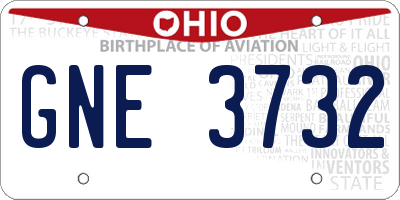 OH license plate GNE3732