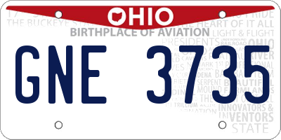 OH license plate GNE3735