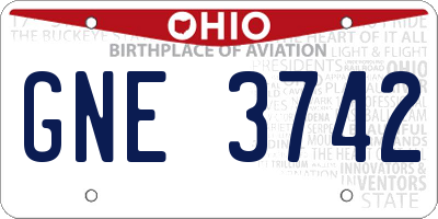 OH license plate GNE3742