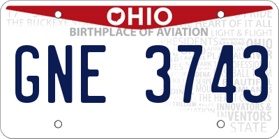 OH license plate GNE3743