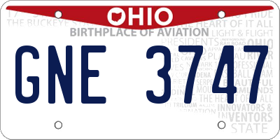 OH license plate GNE3747