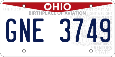 OH license plate GNE3749