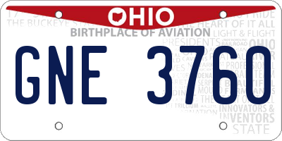 OH license plate GNE3760