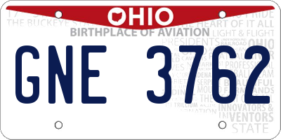 OH license plate GNE3762