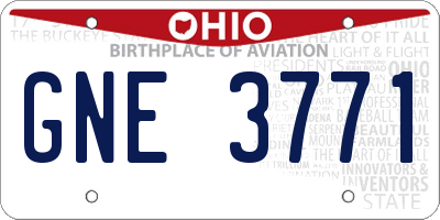 OH license plate GNE3771