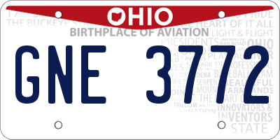 OH license plate GNE3772