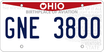 OH license plate GNE3800