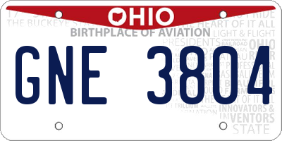 OH license plate GNE3804