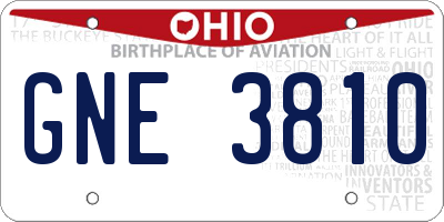 OH license plate GNE3810