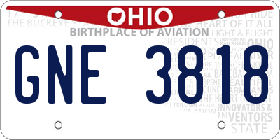 OH license plate GNE3818