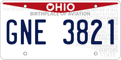 OH license plate GNE3821