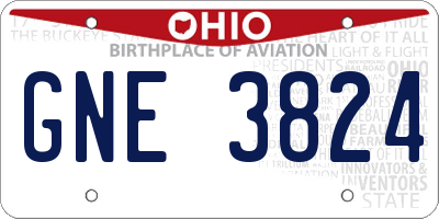 OH license plate GNE3824