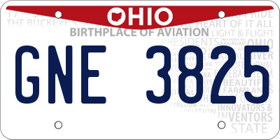 OH license plate GNE3825