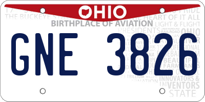 OH license plate GNE3826