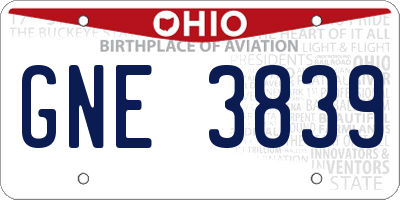 OH license plate GNE3839