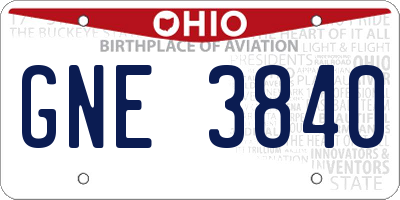 OH license plate GNE3840