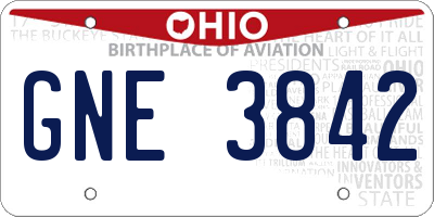 OH license plate GNE3842