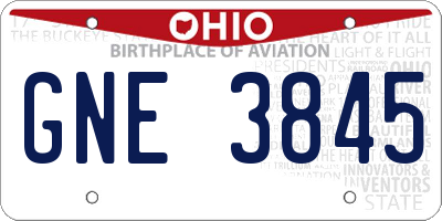 OH license plate GNE3845