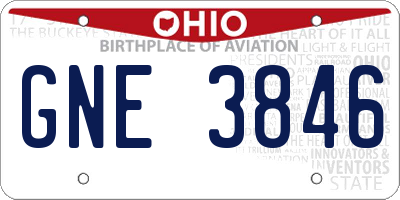 OH license plate GNE3846
